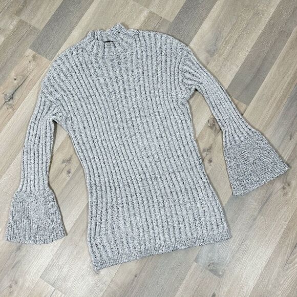 INC International Concepts Bell Sleeve Mock Neck Tunic Sweater Grey Fleck XL - Picture 13 of 14